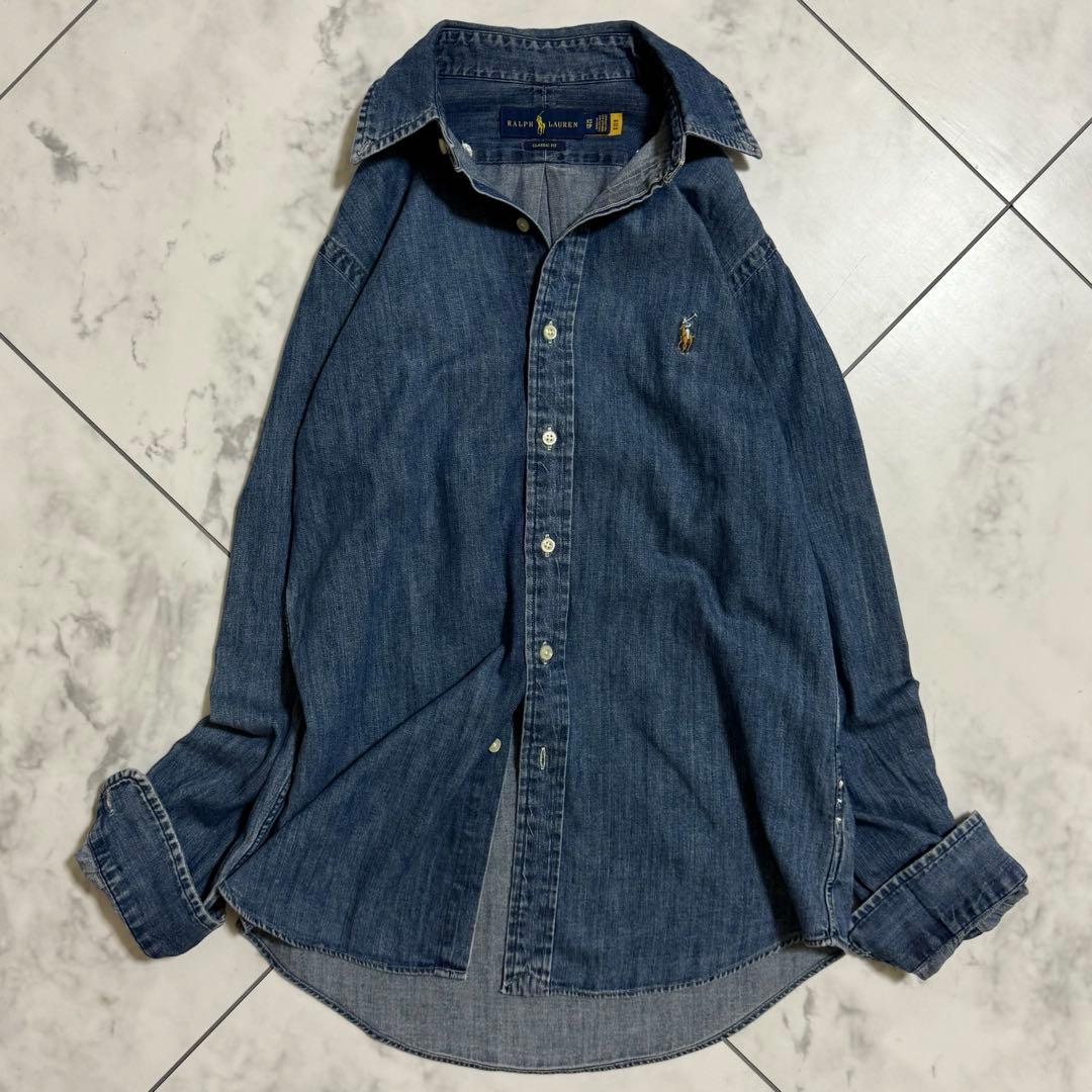 人気❣️定番　ラルフローレン　デニムシャツ　ダンガリーシャツ ポニー刺繍