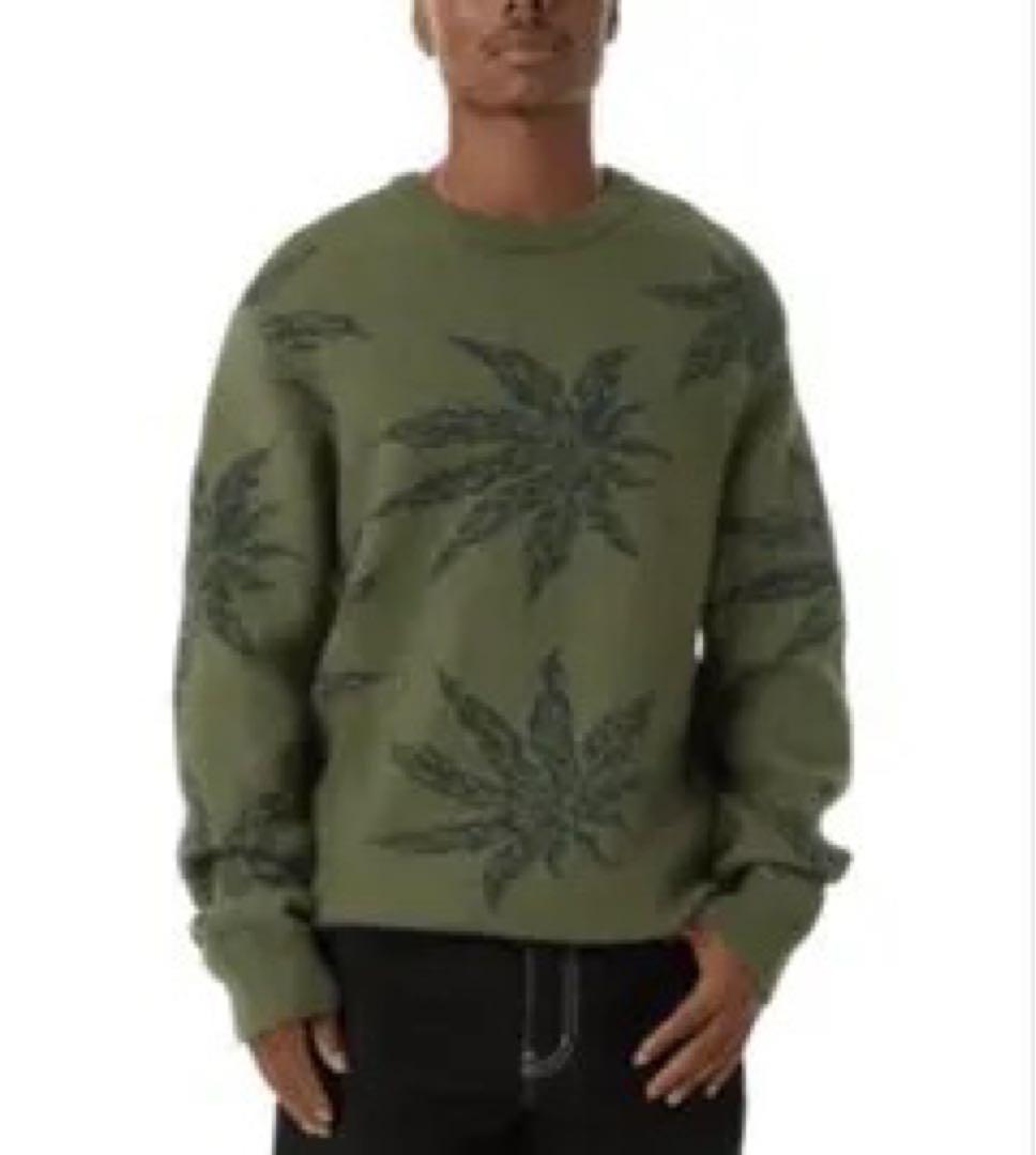 HUF オリーブグリーン マリファナ柄　ニット 即完モデル