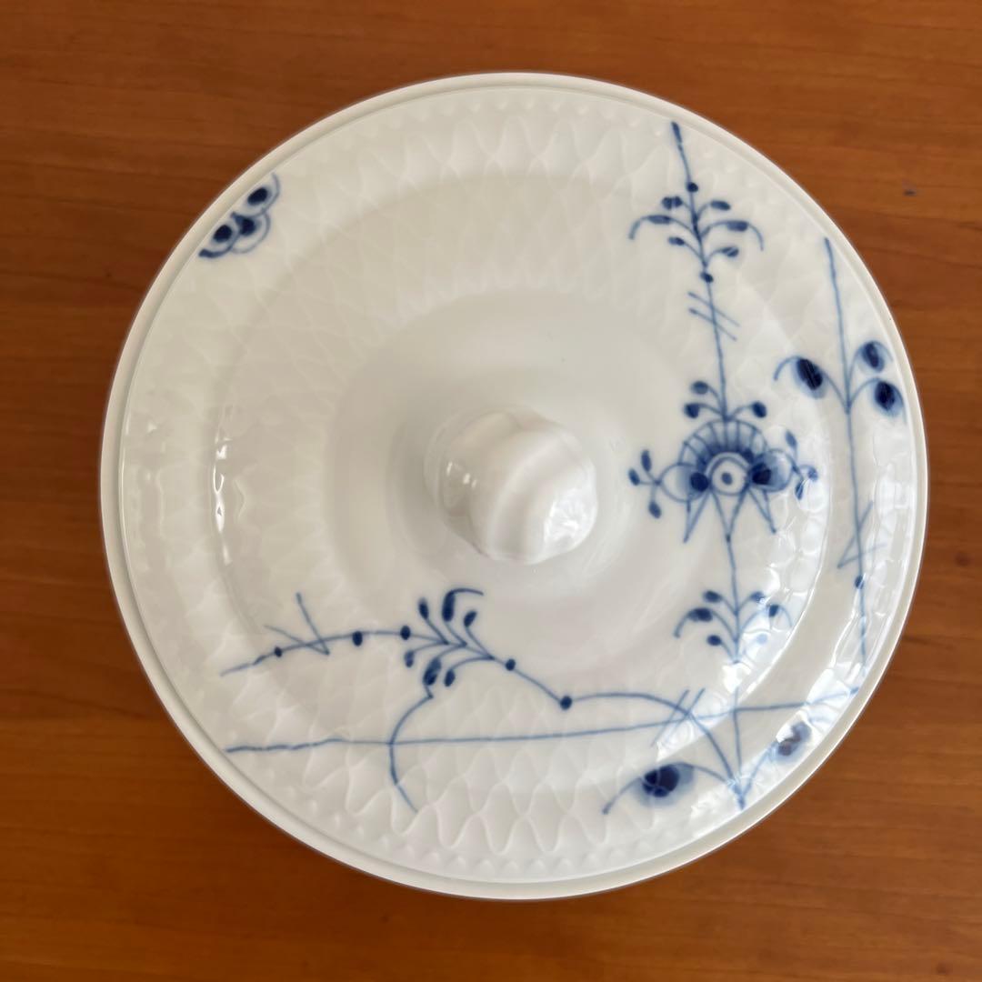 ☆極美品☆ロイヤルコペンハーゲン ブルーパルメッテ 蓋付きボウル&ソーサー ペア