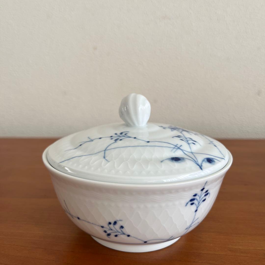 ☆極美品☆ロイヤルコペンハーゲン ブルーパルメッテ 蓋付きボウル&ソーサー ペア