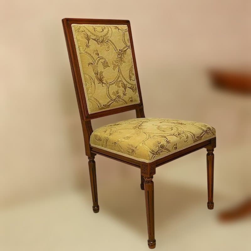 イタリア製　無垢材　ハイバックチェア　ダイニングチェア　新品　布張り