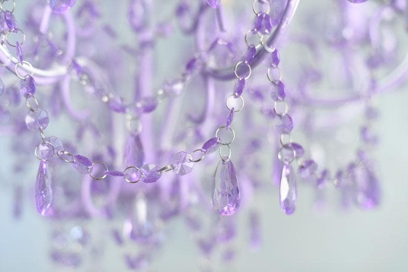 【LED付・簡単取付】8灯パステルパープルシャンデリア