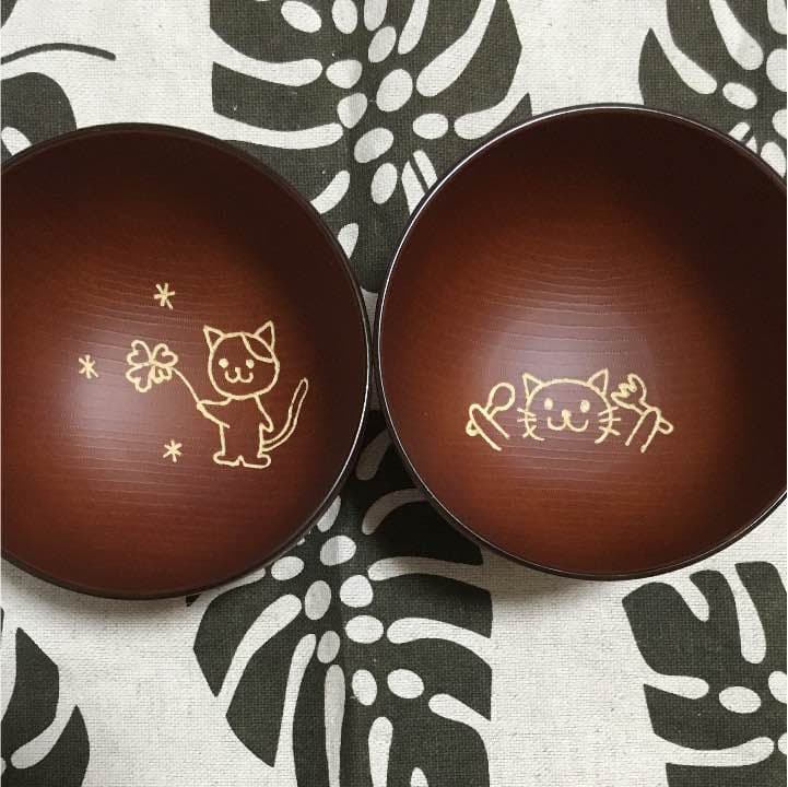 名入れ 父の日 猫好き にゃんこ ねこ お箸 夫婦茶碗