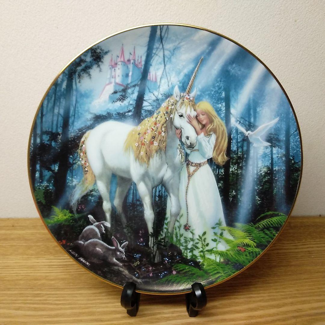 海外 米 ユニコーン 飾り皿 セット FANTASYLAND ダンバリーミント社