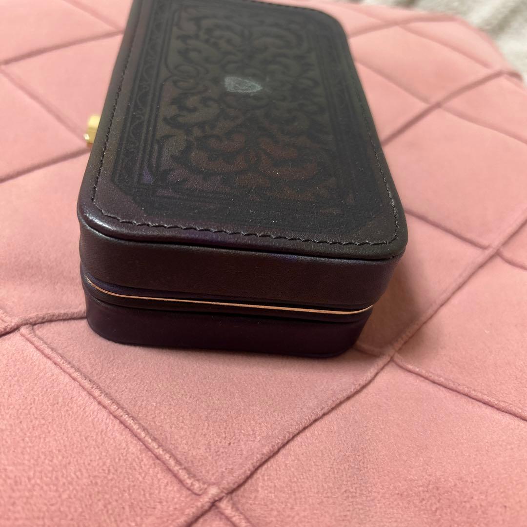 ダークブラウン レザー アクセサリーケース