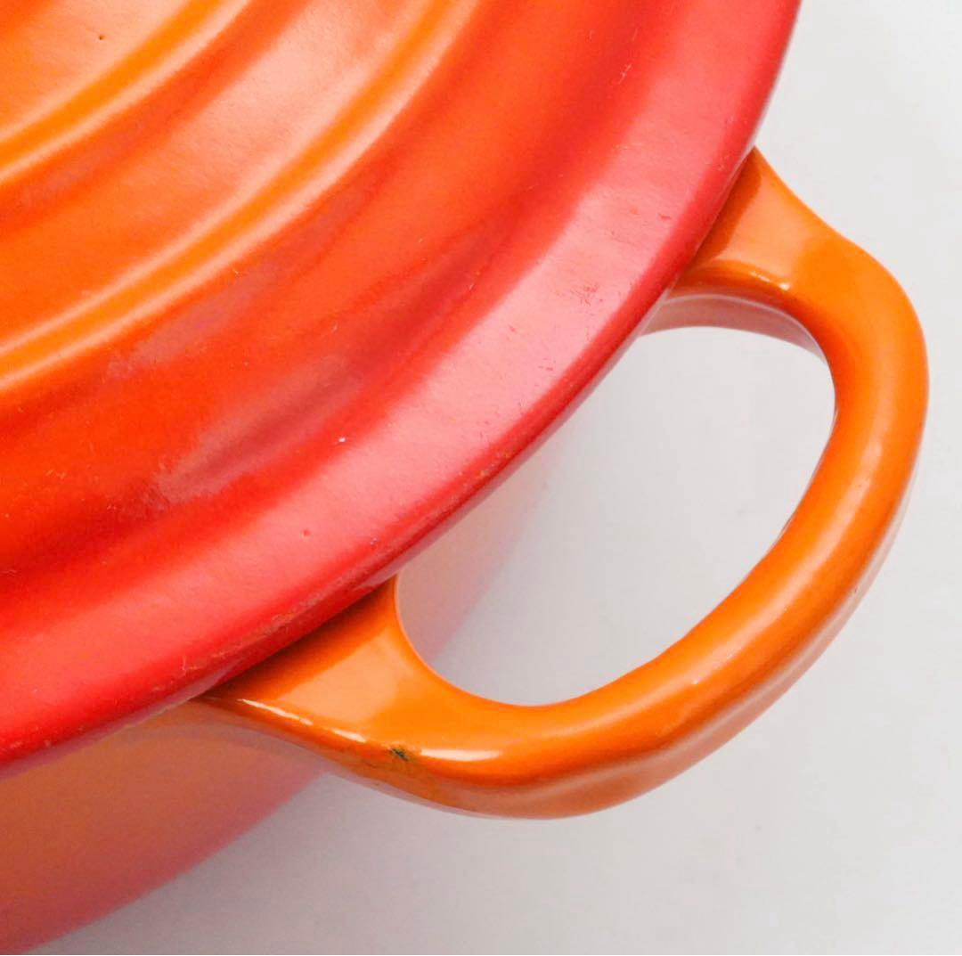 【美品】LE CREUSET　ココット ロンド オレンジ　20cm