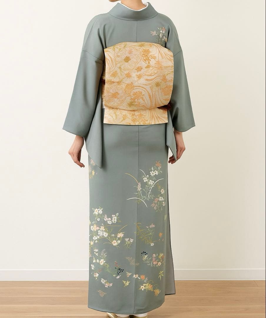 超美品　正絹　訪問着　着物　帯揚げ　帯締め　袋帯　辻ヶ花　4点　セット　156