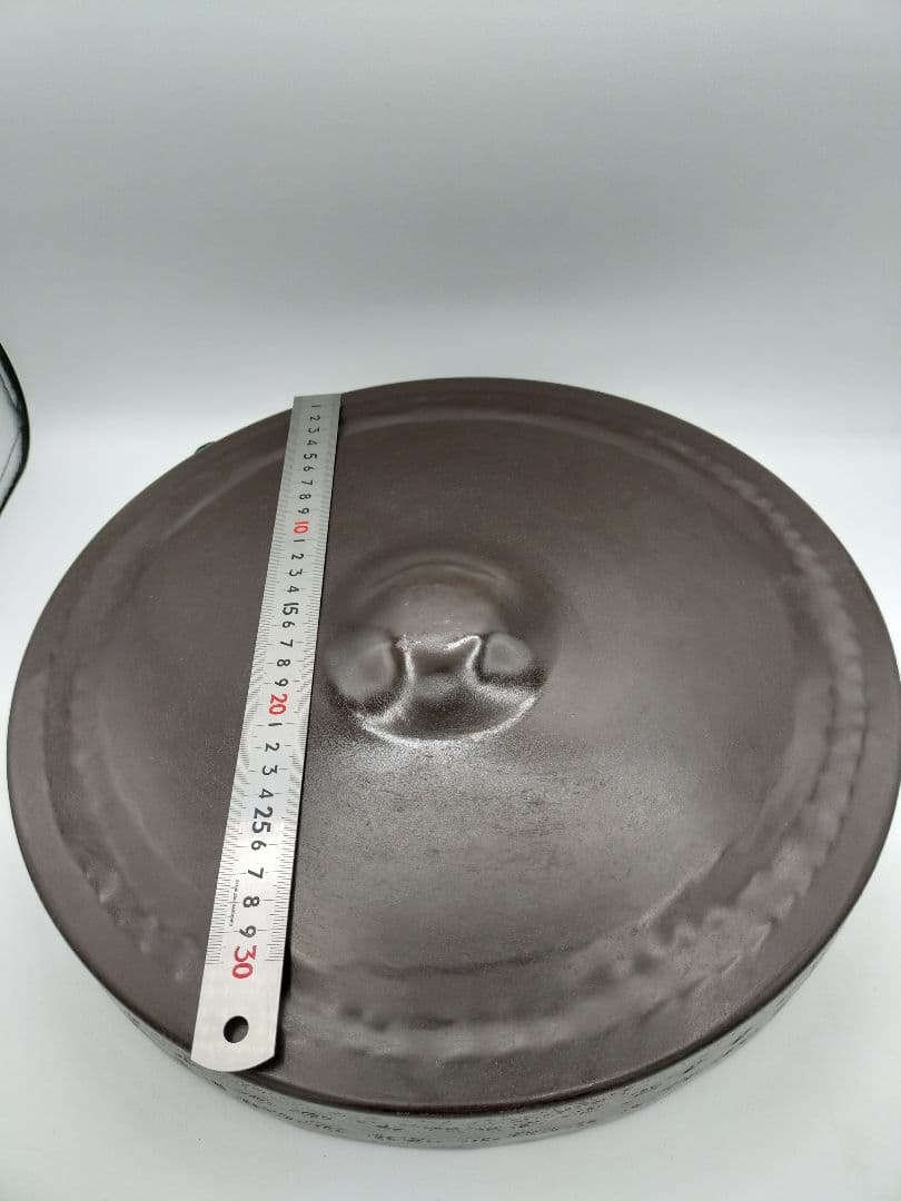 c763 銅鑼 大 バチ付 紙箱 茶道具 古物