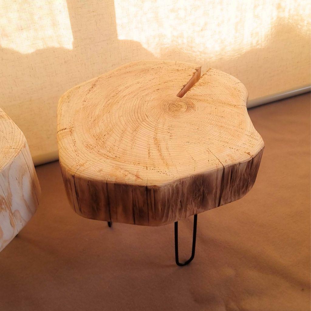 ひのき 炙り アイアンレッグテーブル オーガニック