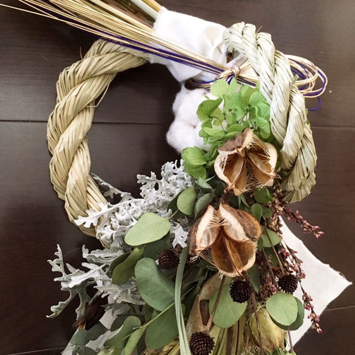 26自家栽培ドライ しめ縄 しめ飾り 松 正月 プリザ リース スワッグ 雑貨