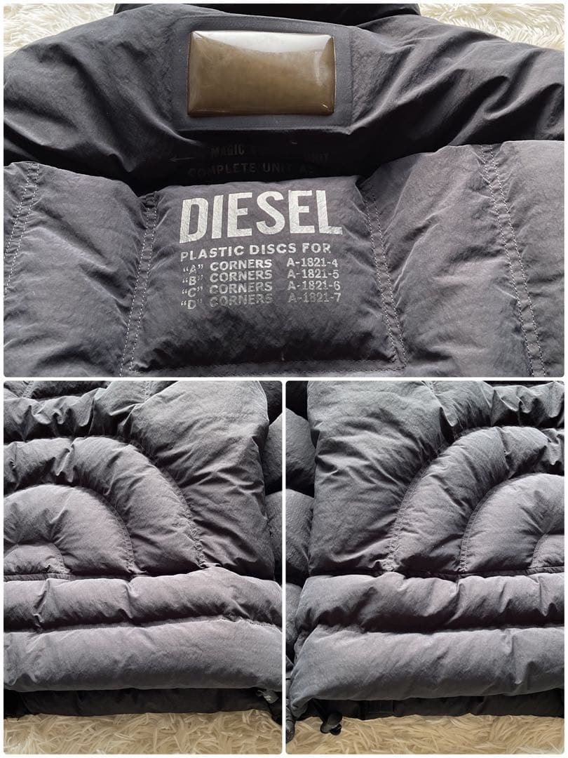 現行✨DIESEL ダウンジャケット　キルティング　M 黒　ショート丈　エンボス