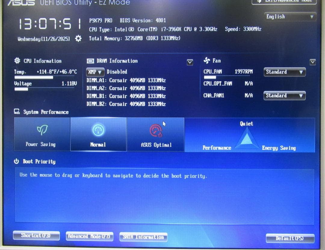 マザーボード ASUS P9X79 PRO Corei7-3960X DDR3 32GB