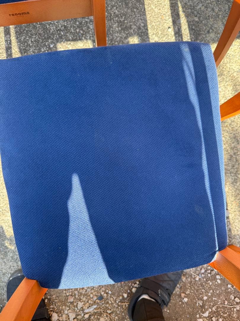 renoma レノマ 木製ダイニングチェア 4脚セット 青座面　フランス　パリ