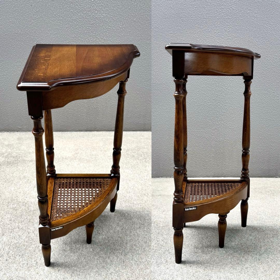 カリモク コロニアル コーナーラック アンティーク ビンテージ ラック ろくろ脚