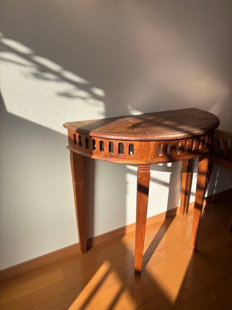 木製 半月形 サイドテーブル