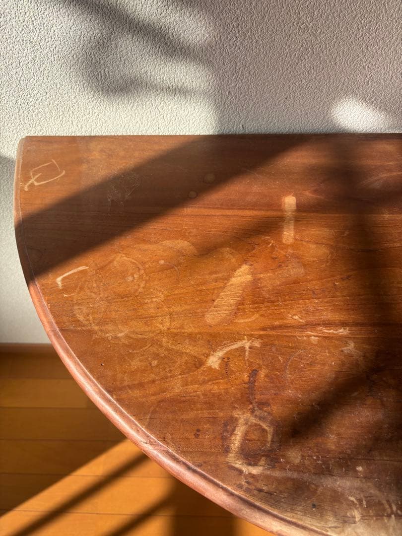 木製 半月形 サイドテーブル