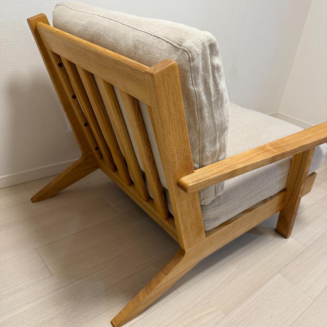 Re:CENO 1人掛けソファー NOANA ブラウン/リネン生地/フェザー