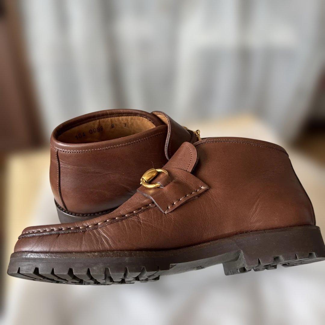 GUCCI グッチ ホースビット 厚底 ローファー ブラウン UK7 本革