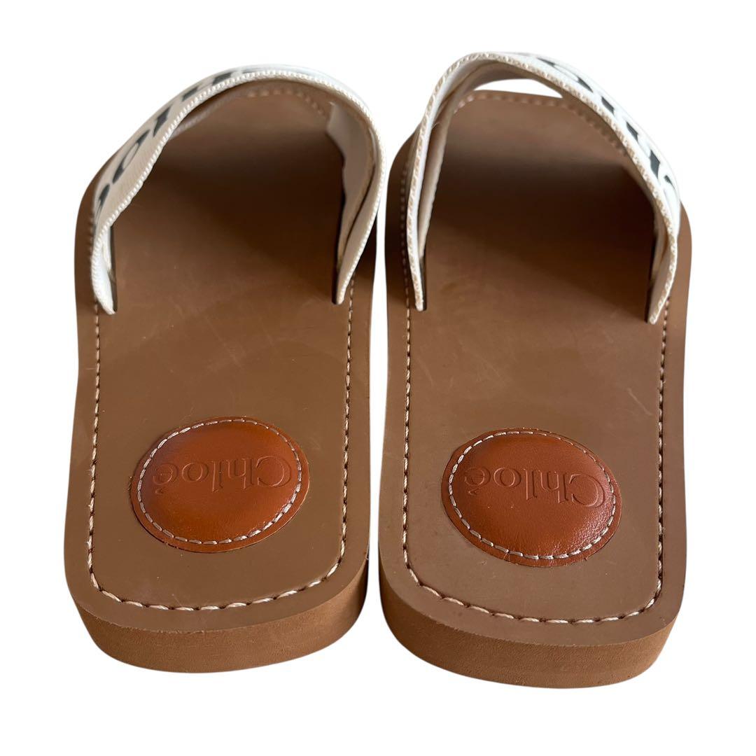 クロエ Chloe サンダル ホワイト woody フラットミュール 37