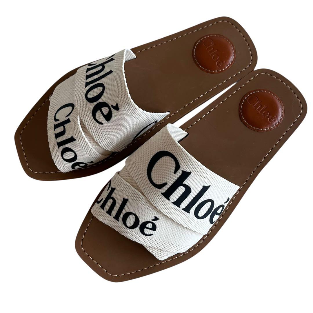 クロエ Chloe サンダル ホワイト woody フラットミュール 37