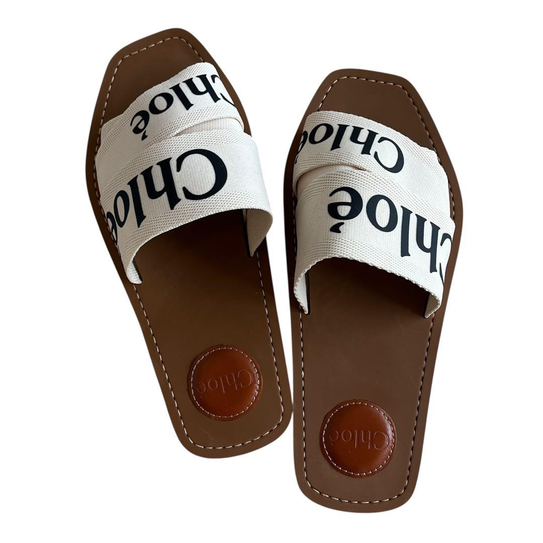 クロエ Chloe サンダル ホワイト woody フラットミュール 37