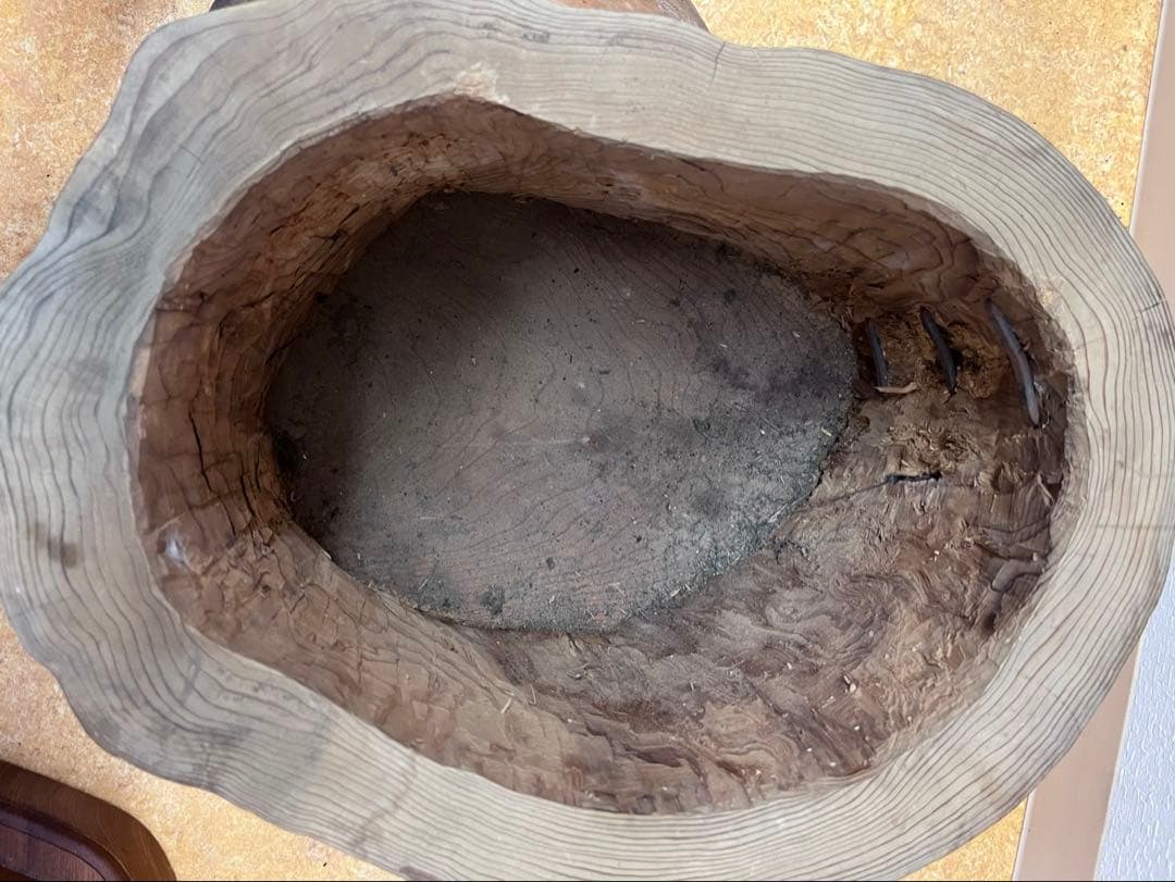 火鉢　アンティーク家具　くりぬき火鉢　切り株　囲炉裏