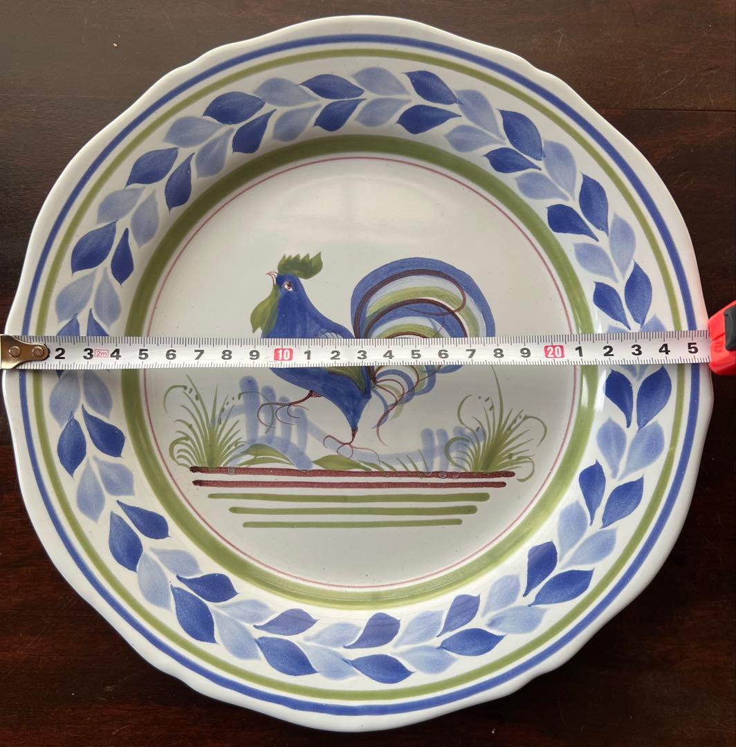 フランスHenriot Quimper 手描き皿 雄鶏文 “TRAITÉ” 表記