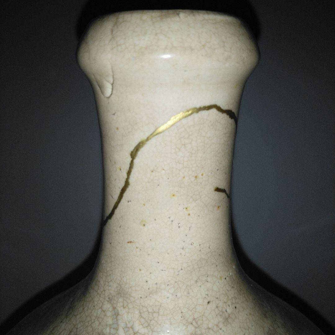 NO610 相馬焼　古相馬　徳利　馬絵　文字入り　補修アリ