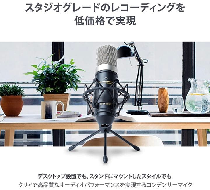 コンデンサーマイク 配信 録音 ウィンドスクリーン スタンド XLRケーブル付属