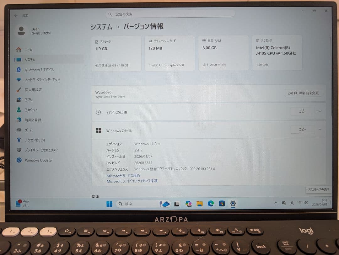ミニPC DELL Wyse 5070 Win11Pro J4105 8GB 128GB
