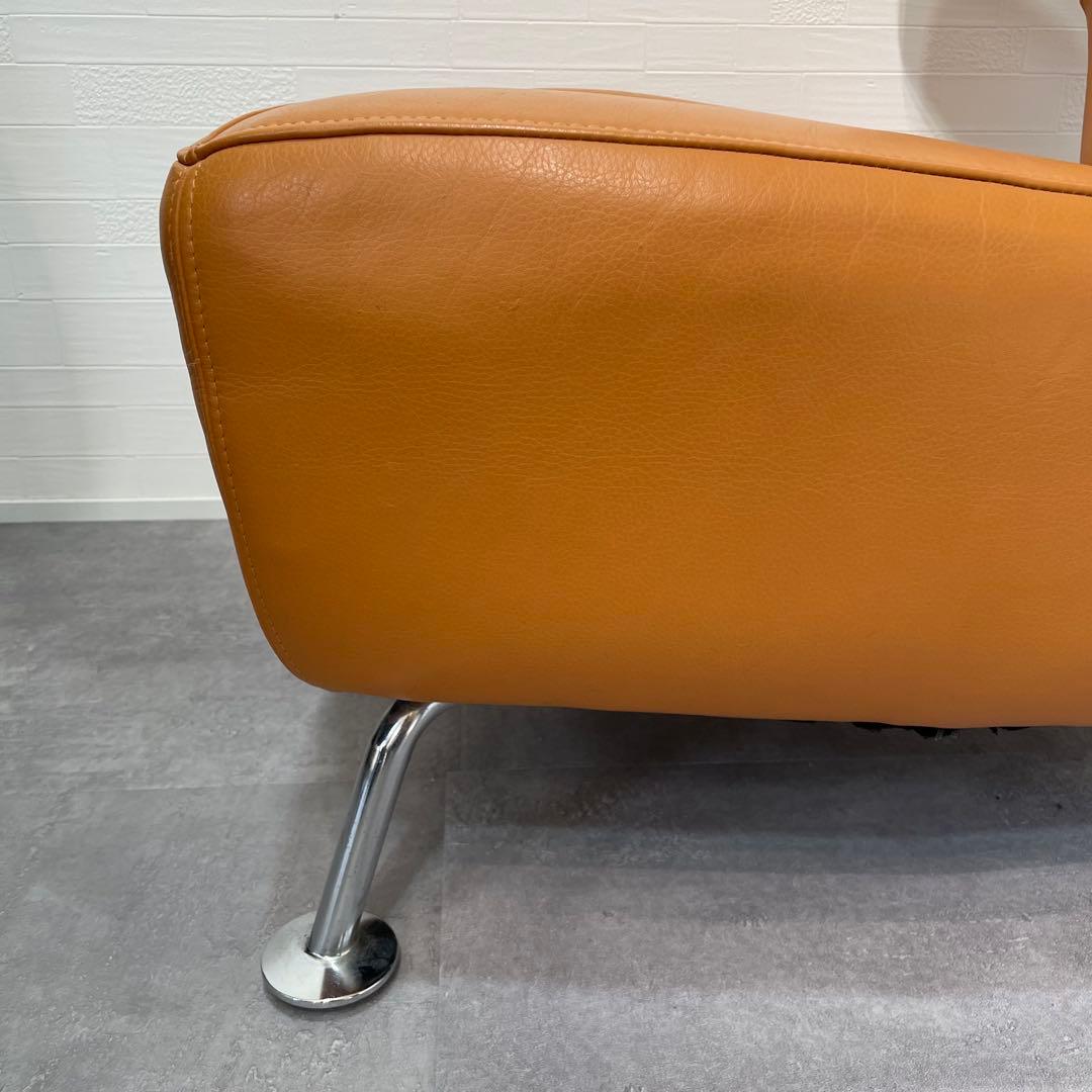 送料込　IDC OTSUKA ドミシール 総革張　アームチェア レザー　オレンジ