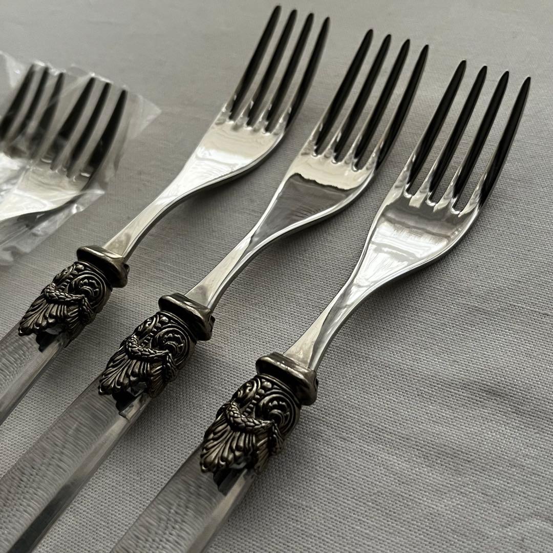 エメ ナポレオン 18-10 イタリア製 カトラリー クリア フォーク ケーキ