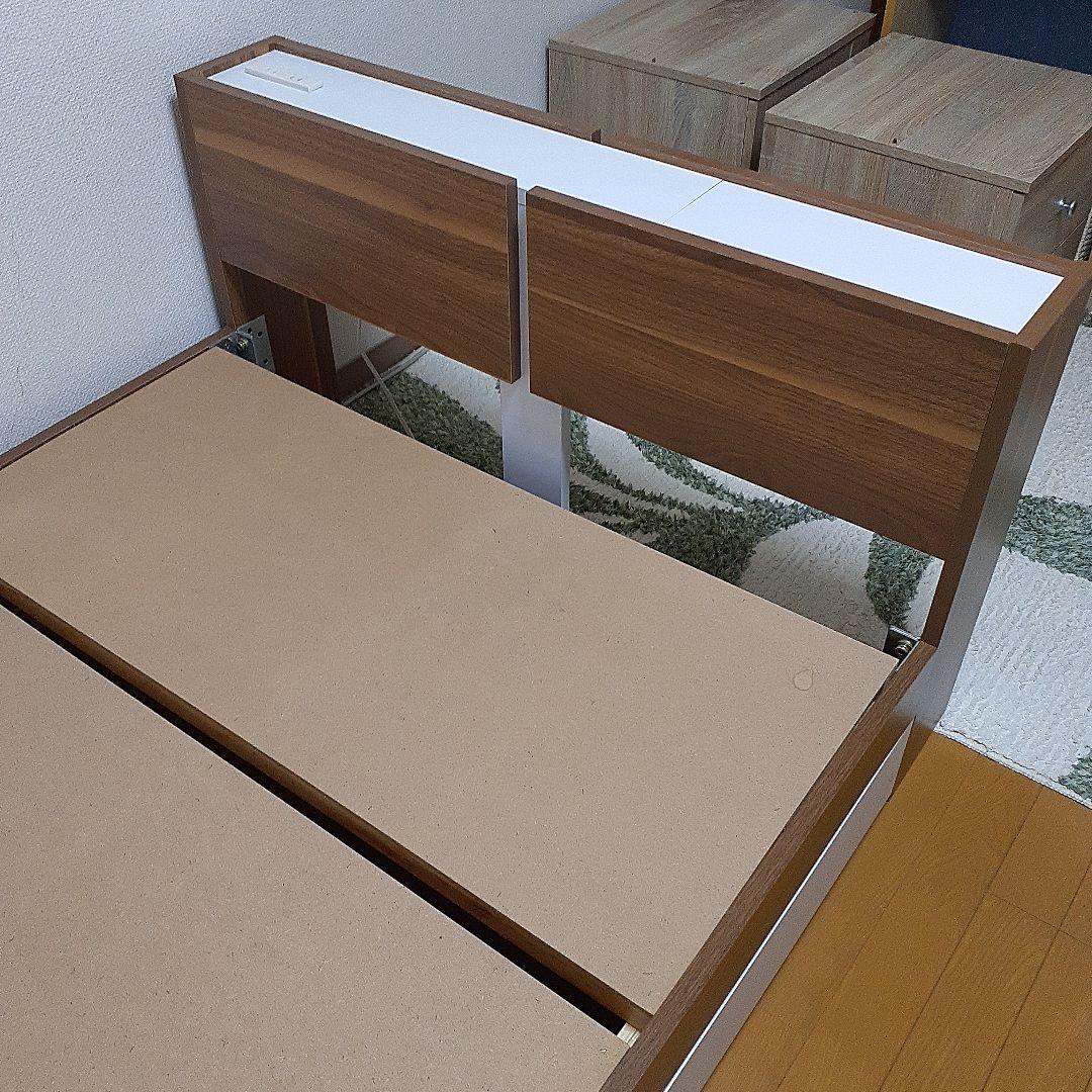 木製シングルベッドフレーム 引き出し付き