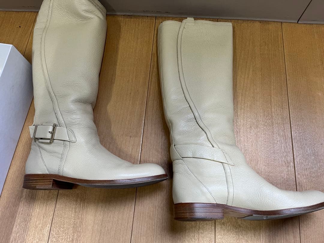 Dior ホワイトロングブーツ　本革