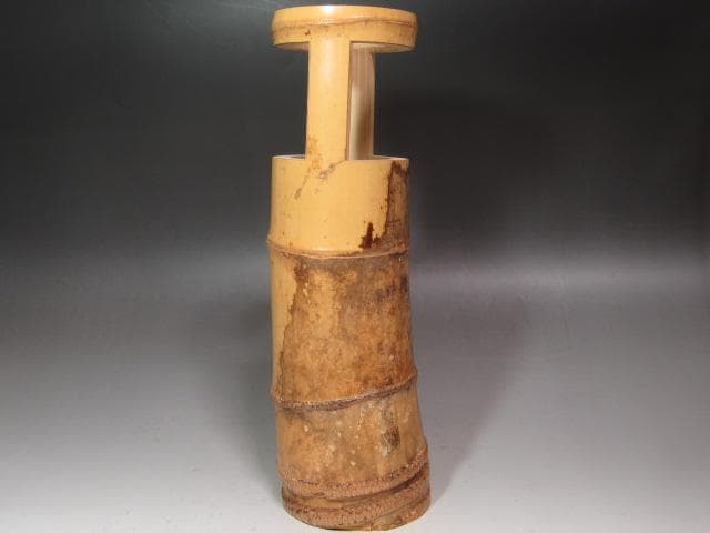 ★　黒田正玄　竹置筒花入　雲海　裏千家　十五代　鵬雲斎の花押★x602