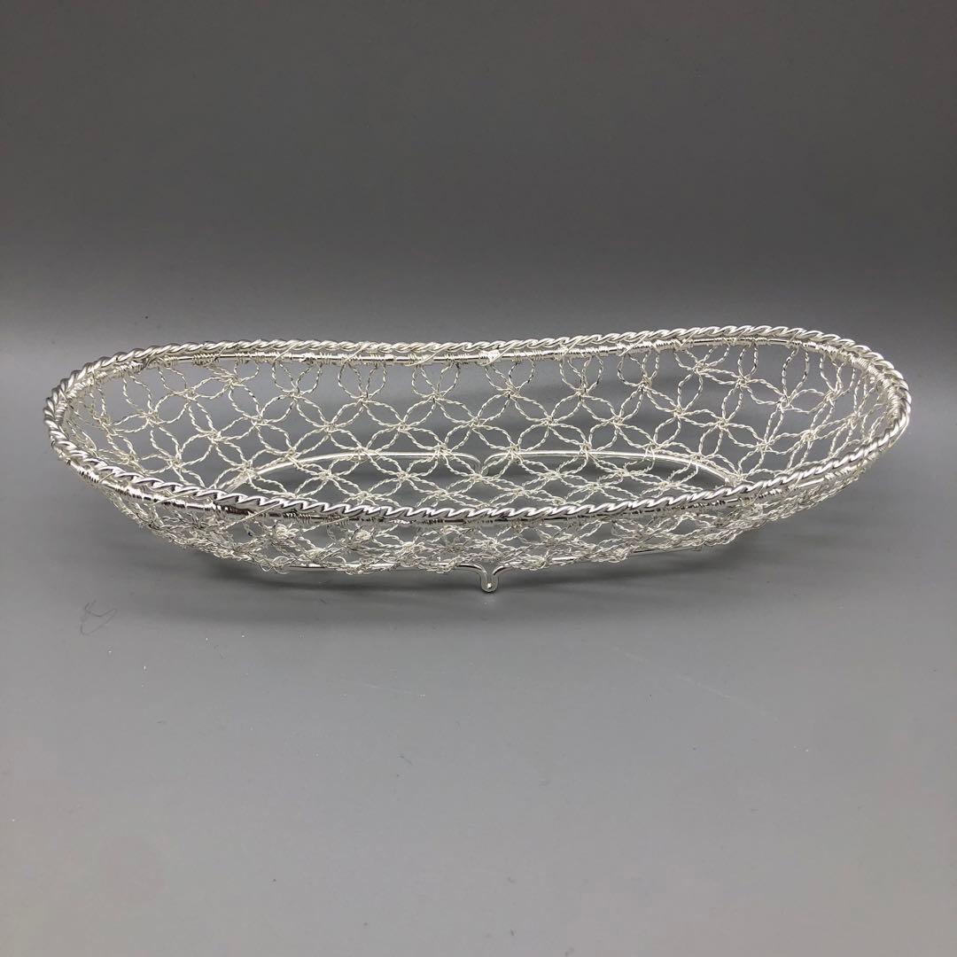 新品箱付 銀座和光WAKO銀細工おしぼりトレイかご編みシルバー銀加工5枚セット