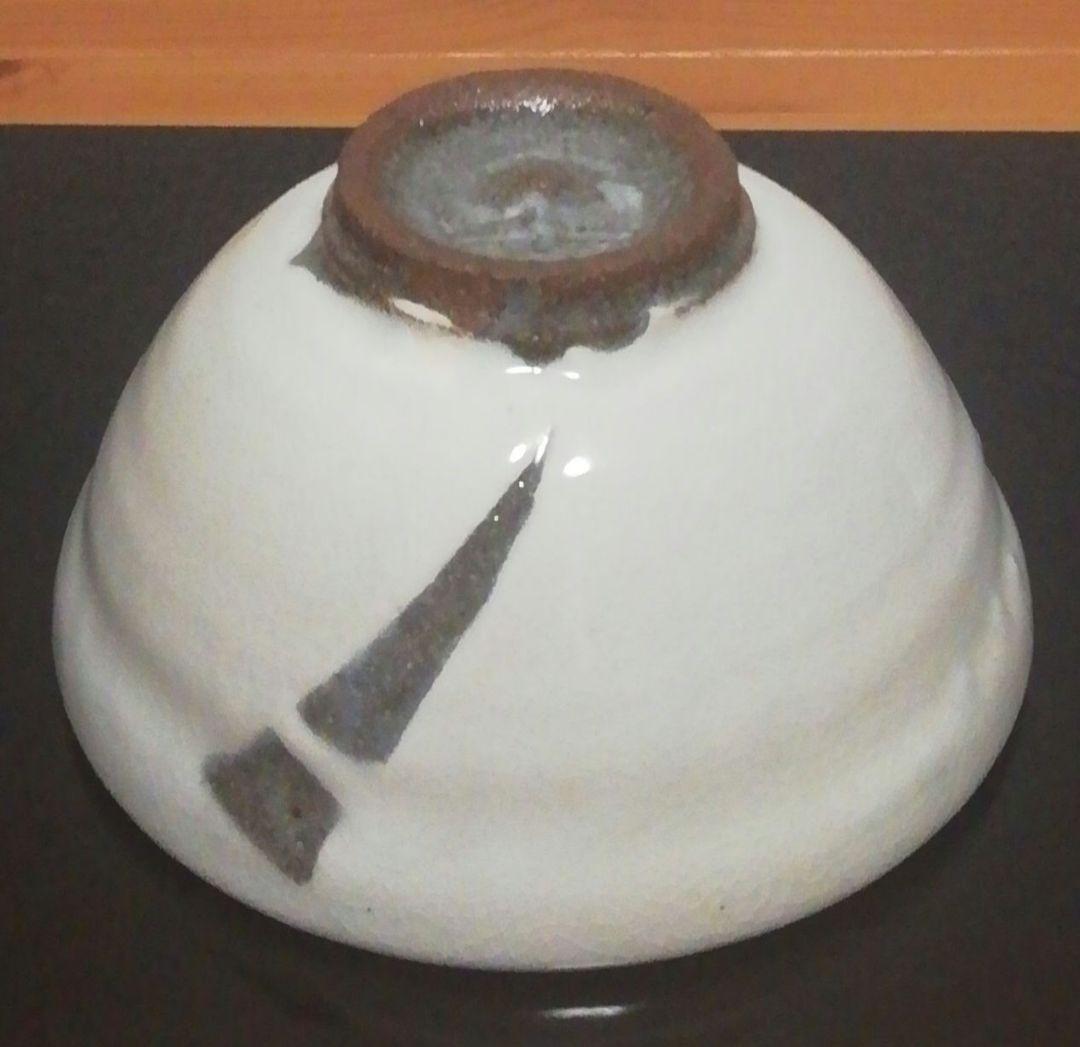 岡本作礼作　唐津焼　粉引　茶碗　共箱　略歴付　茶道具