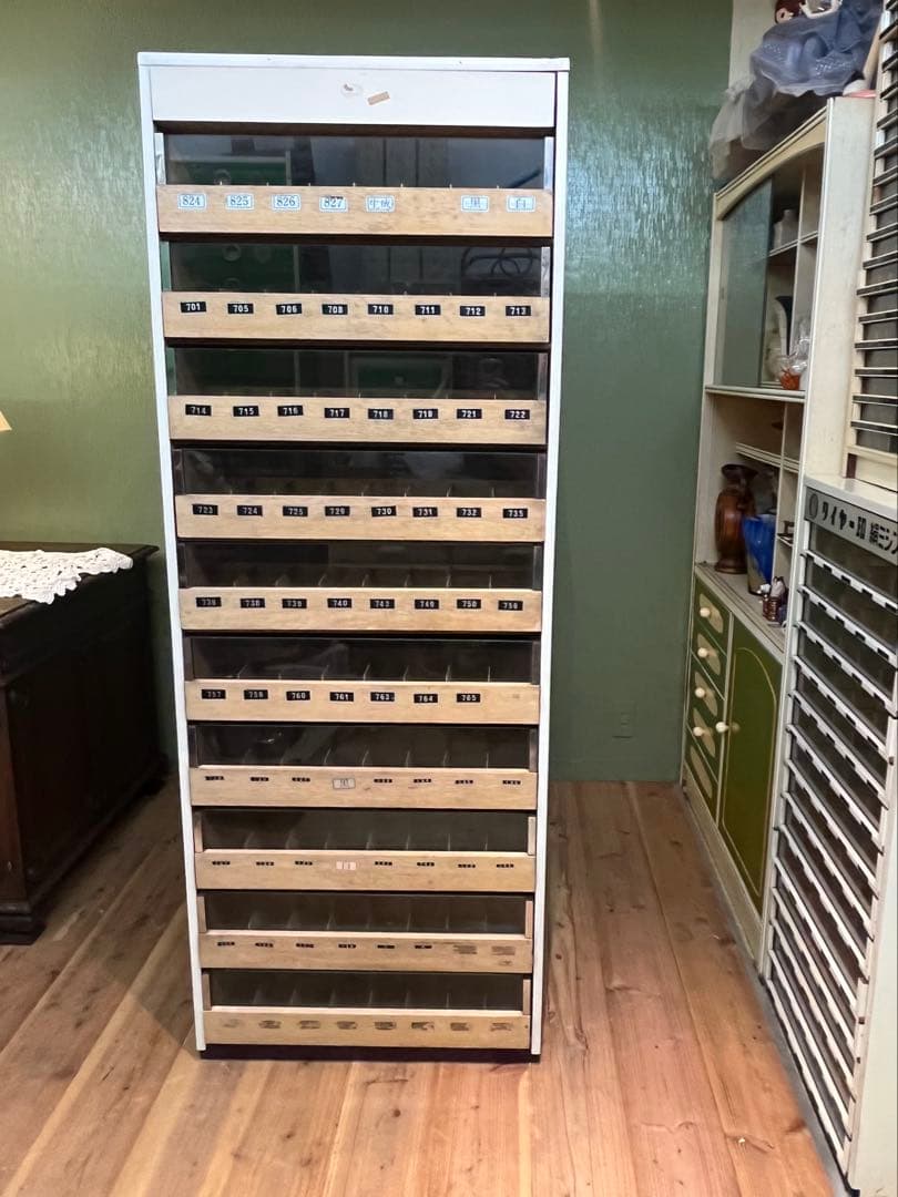 ミシン糸ケース 特大 収納棚 昭和レトロケース 当時物 アンティーク インテリア