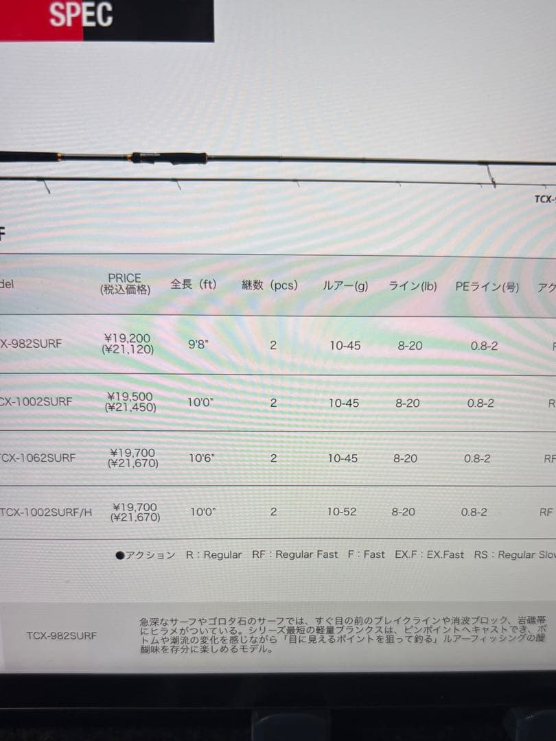 メジャークラフト　トリプルクロス　TCX-98SURF 美品