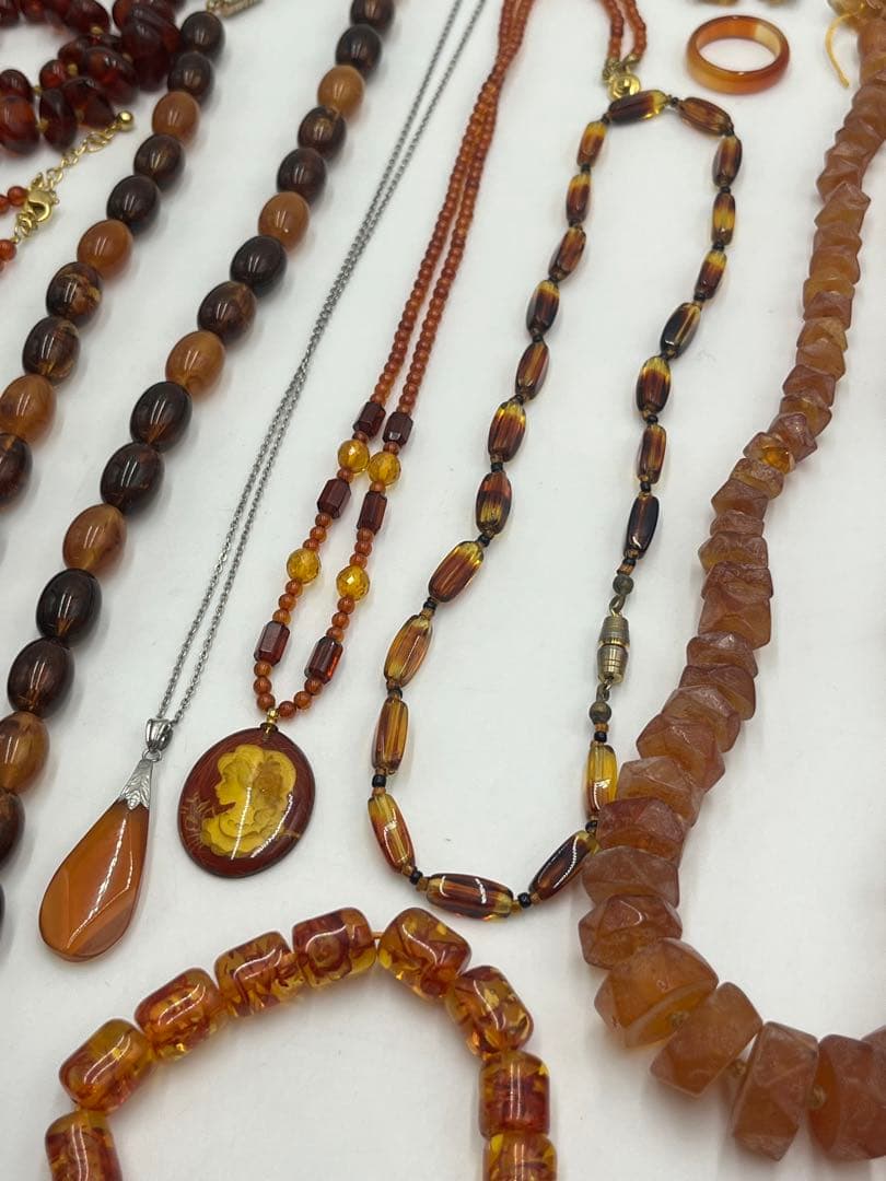 鼈甲？　琥珀？　アクセサリー　シルバー　ジャンク　まとめ売り　総重量約410g