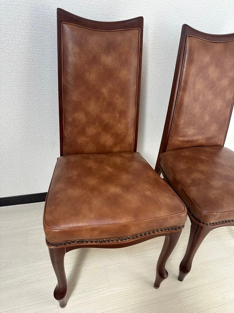 マルニ ベルサイユ ダイニングチェア 椅子 鋲打ち 猫脚 2脚セット ※i1※