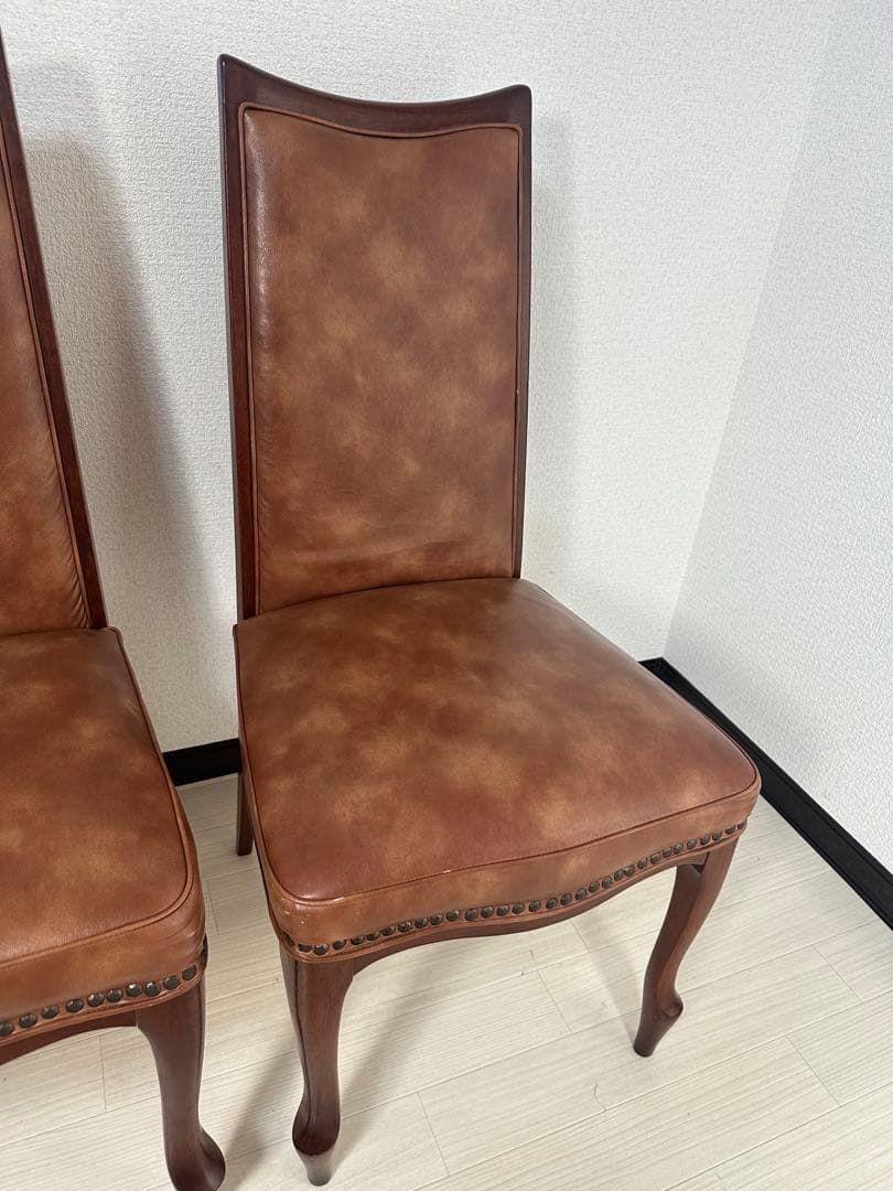 マルニ ベルサイユ ダイニングチェア 椅子 鋲打ち 猫脚 2脚セット ※i1※