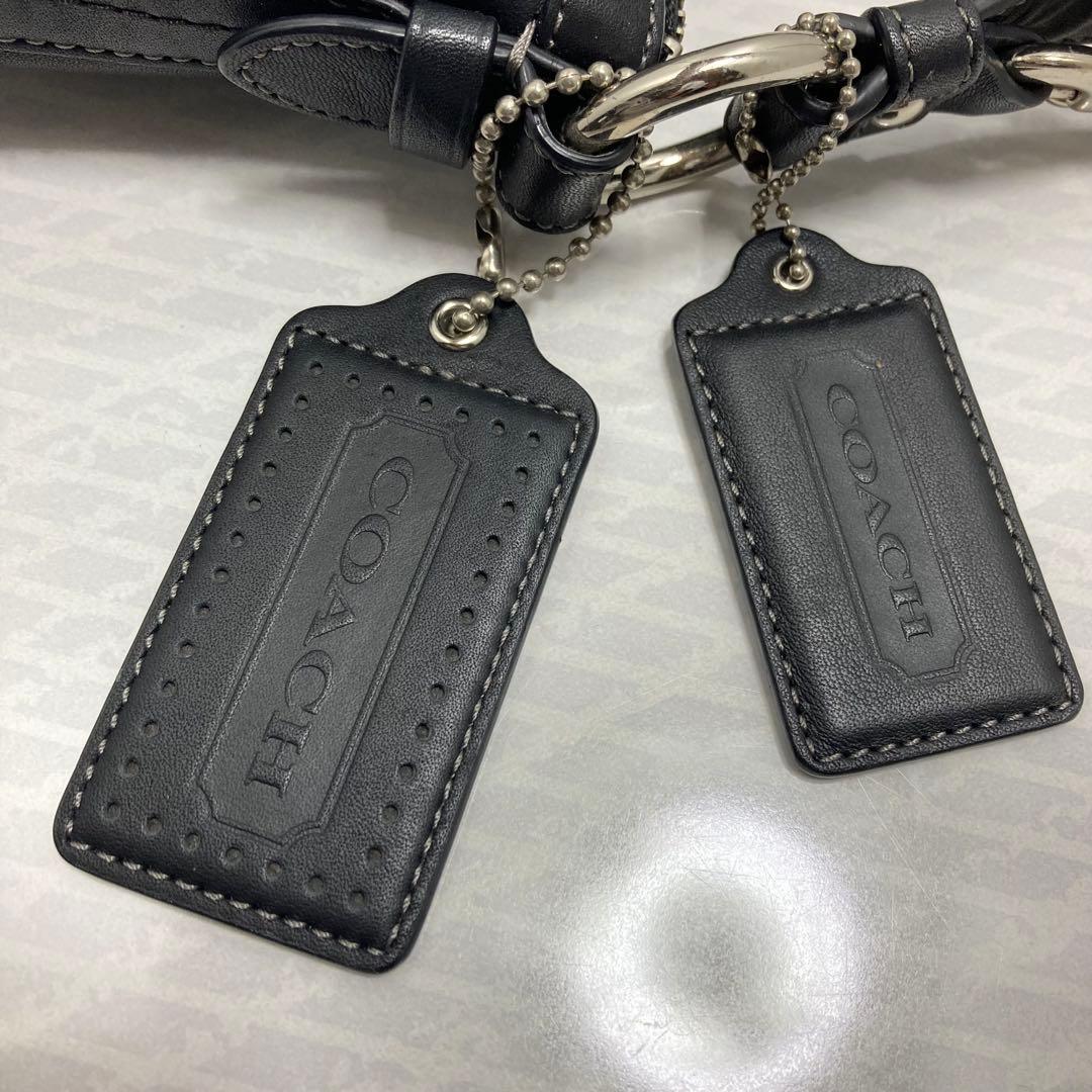 COACH ショルダーバッグ　ブラック　ボート型　 レザー　ハンドバッグ　斜め掛