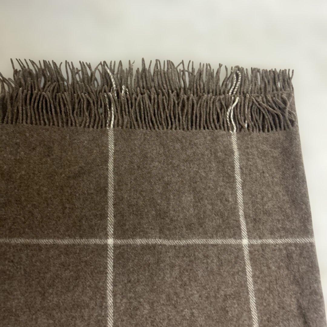 【美品】シルケボー　ブランケット　大判　ブラウン　チェック　130×185cm