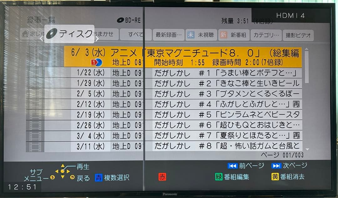 パナソニック ブルーレイディスクレコーダー DMR-BRW560　2020年製