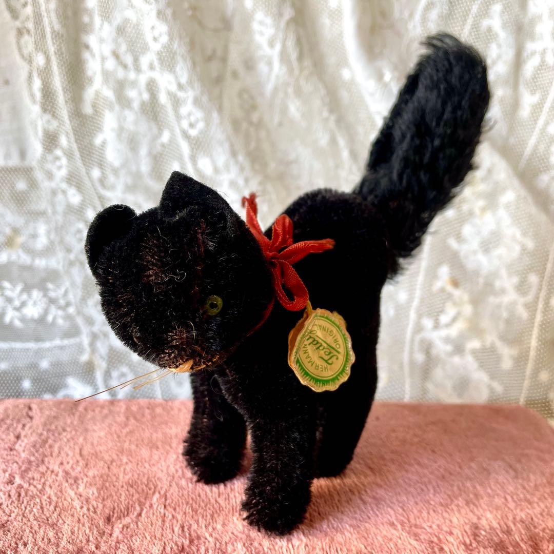 ハーマン黒猫ぬいぐるみ　ドイツヴィンテージHERMANN 検フランスアンティーク