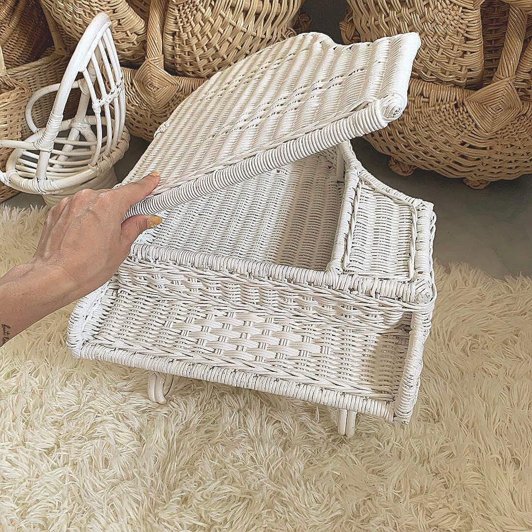 グランドピアノ風 小物入れ 籘カゴ ラタン バスケット