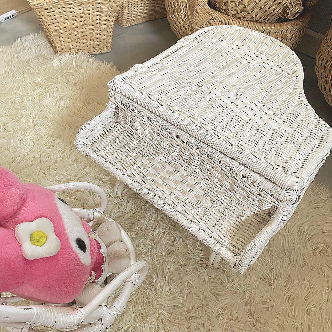 グランドピアノ風 小物入れ 籘カゴ ラタン バスケット