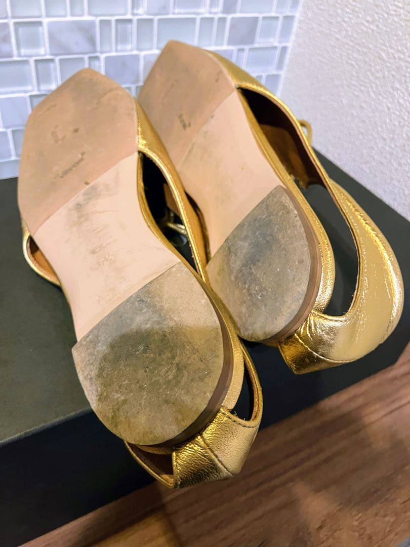 美品　PIPPICHIC AMBERCOCO ゴールド シューズ35 1/2