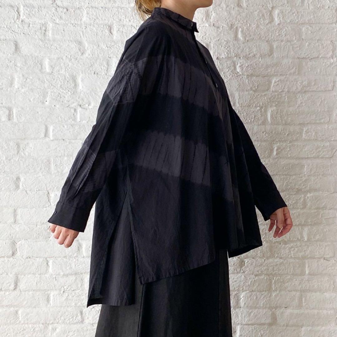 パドカレ　インドオーガニックコットン　有松絞り　竜巻流水絞りブラウス